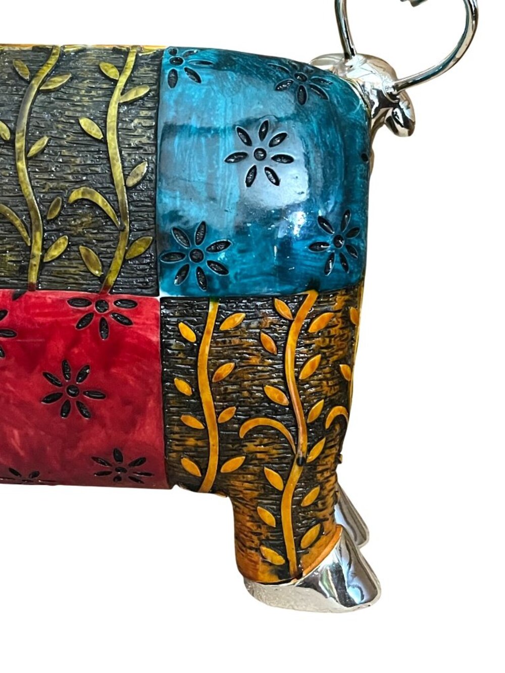 Uttermost Colorful Cow Decorative Metal Resin Accent Figurine Multi-Color Silver - Picture 9 of 12
